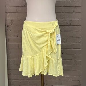 Free People  NWT   Linen Blend Yellow Wrap Skirt  10